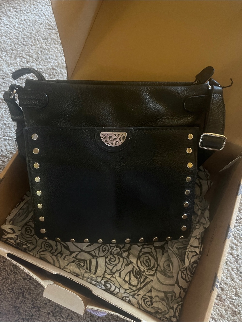 Brighton Studded Black Crossbody Bag